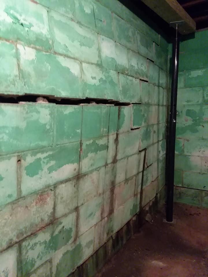 Basement Wall Straightening before