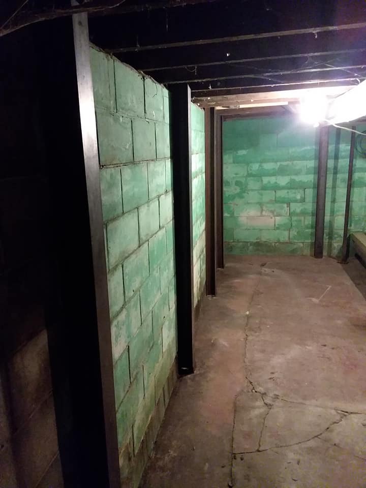 Basement Wall Straightened and no moisture in basement